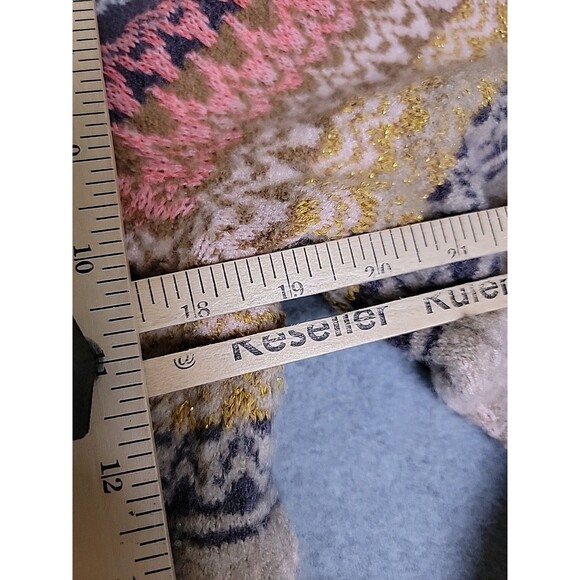 Anthropologie Ett Twa Sweater Womens L Beige Oatmeal Fair Isle Metalic Knit Geo - Picture 12 of 16